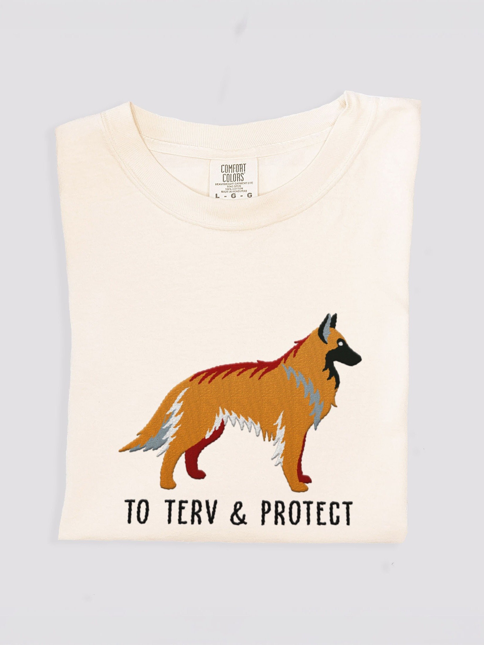 To Terv and Protect T-Shirt(Embroidered) of a Belgian Tervuren(Tan) product image (1)
