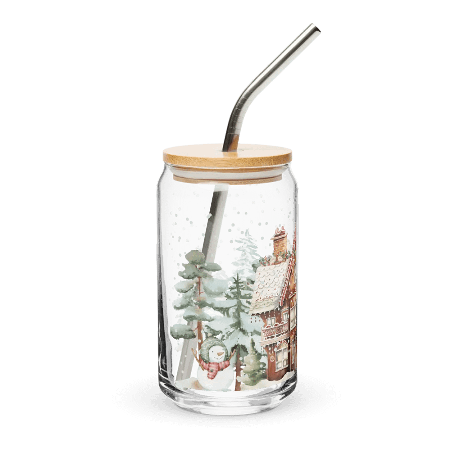 Winter Wonderland Gingerbread House Can-Shaped Glass product image (4)