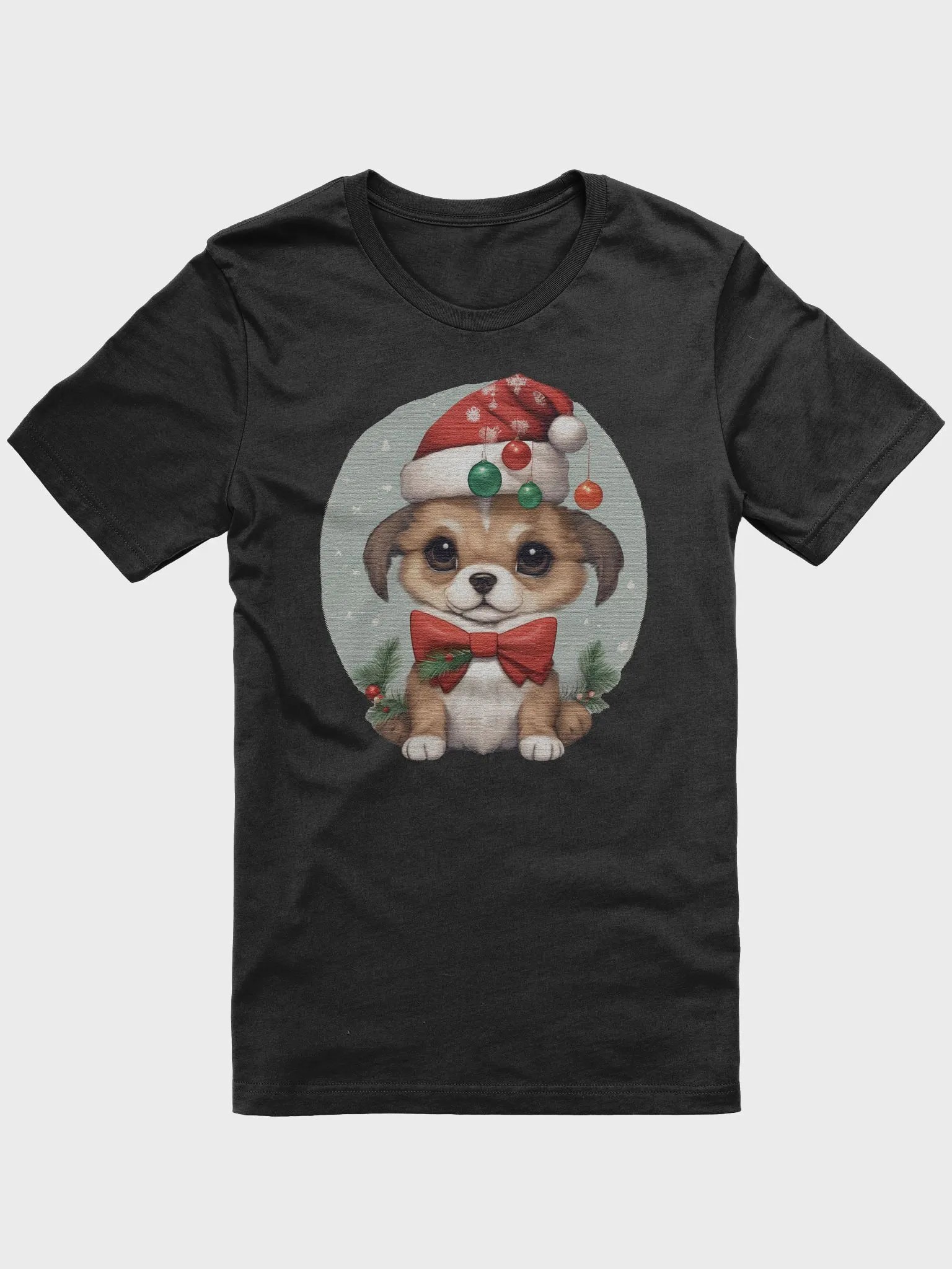 Cute little puppy wearing a santa hat Supersoft T-Shirt product image (1)