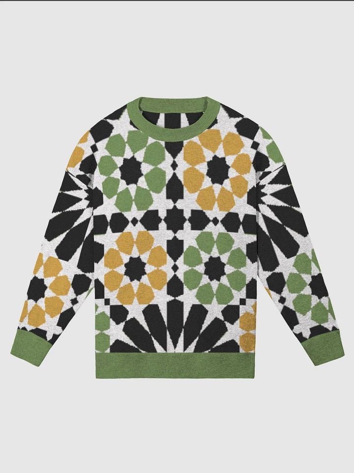 White Green Alhambra Mosaic Tile Knitted Relaxed Sweater product image (2)
