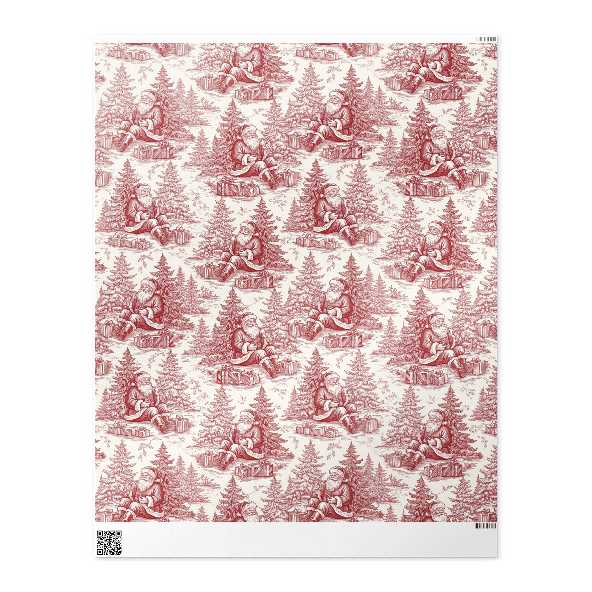 Naughty or Nice Red Vintage Christmas Toile Chinoiserie Wrapping Paper product image (2)