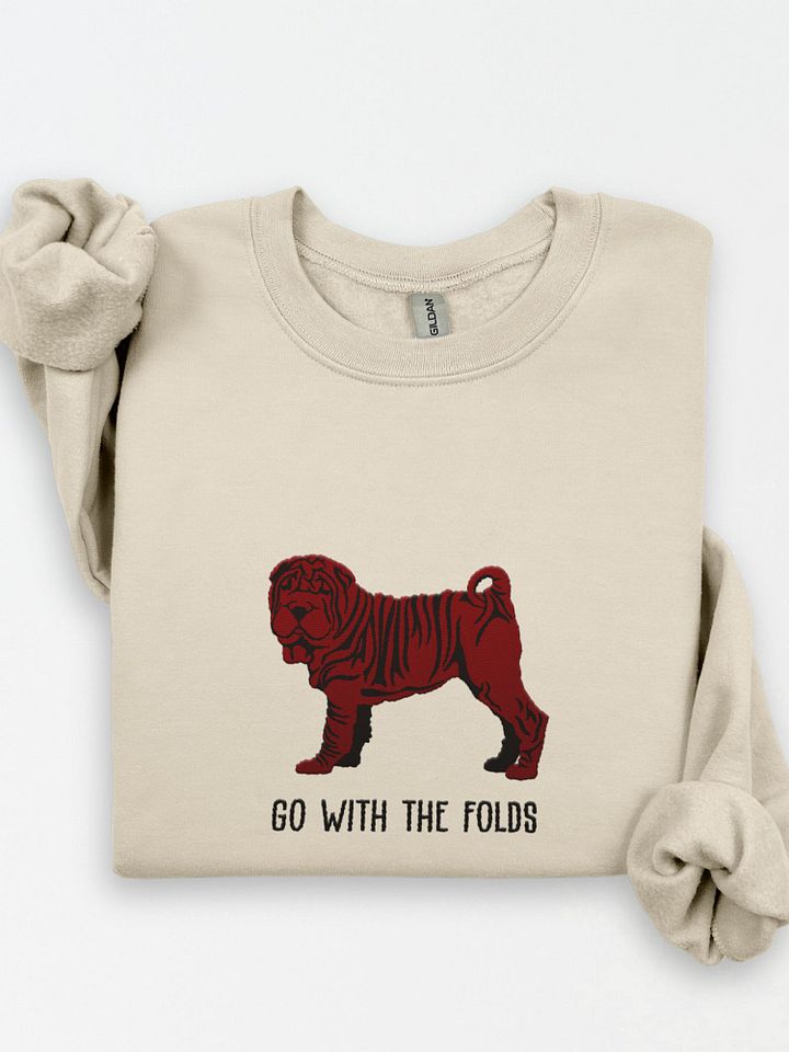 Go with the Folds Sweatshirt (Embroidered) of a Chinese Shar-Pei(Chocolate) product image (1)