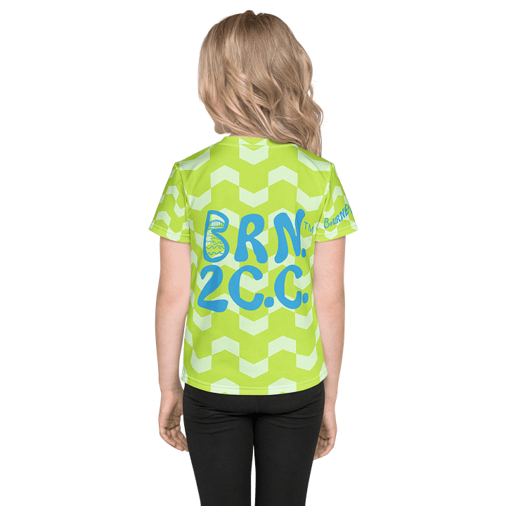 Girls' | Little Kids T-Shirt | BOURNE to Cape Cod™ | Vibrant Coastal Tee for Kids | Blue Logo on Citrine Arrows product image (2)