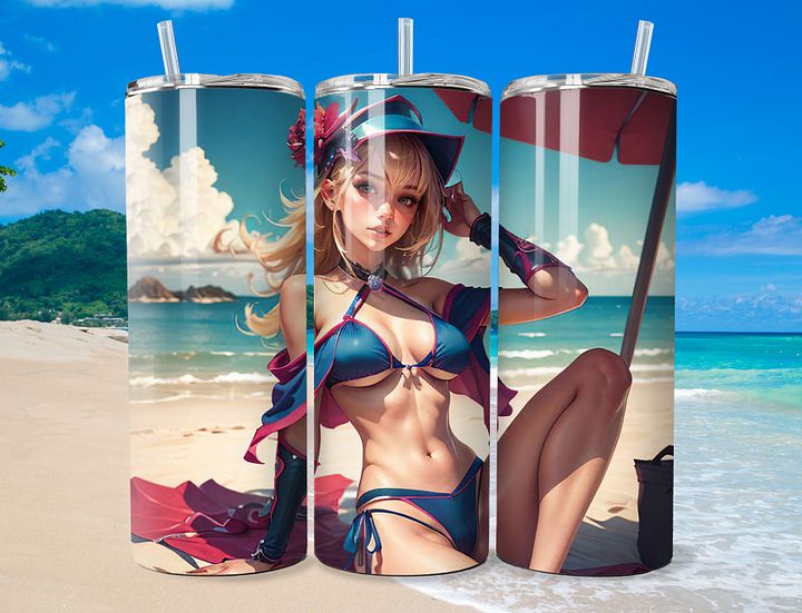 Dark Magician Girl at the Beach 20 oz Stainless Steel Tumbler – Yu-Gi-Oh! Inspired Design product image (1)