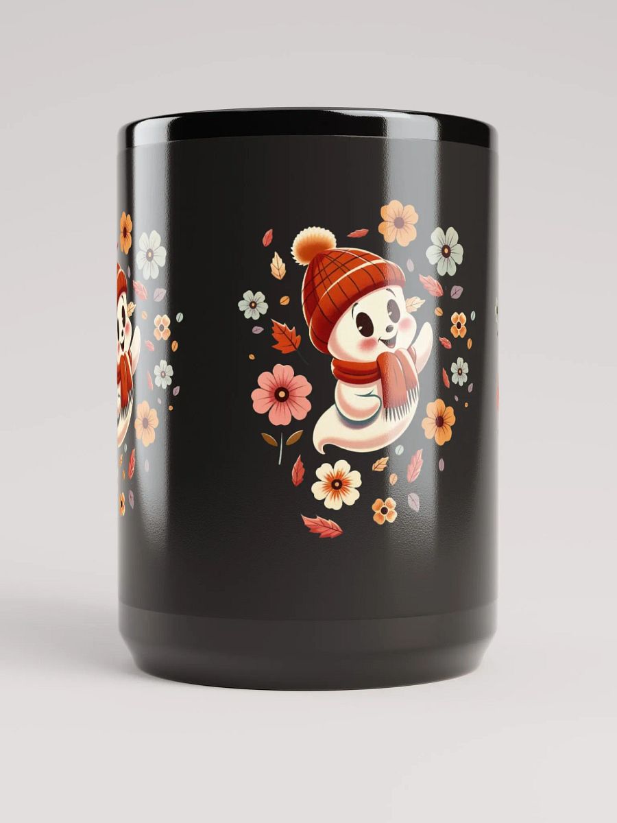 Ghost in a Hat Floral Coffee Cup - 15 oz Black Mug product image (5)