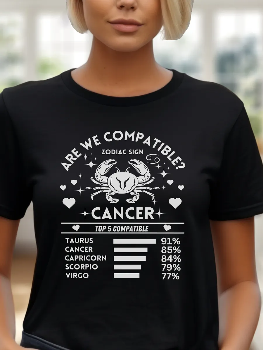 Cancer Zodiac Sign Romantic Compatibility T-Shirt - Bella Canvas 3001 Unisex Staple T-Shirt - Dark Colors product image (1)