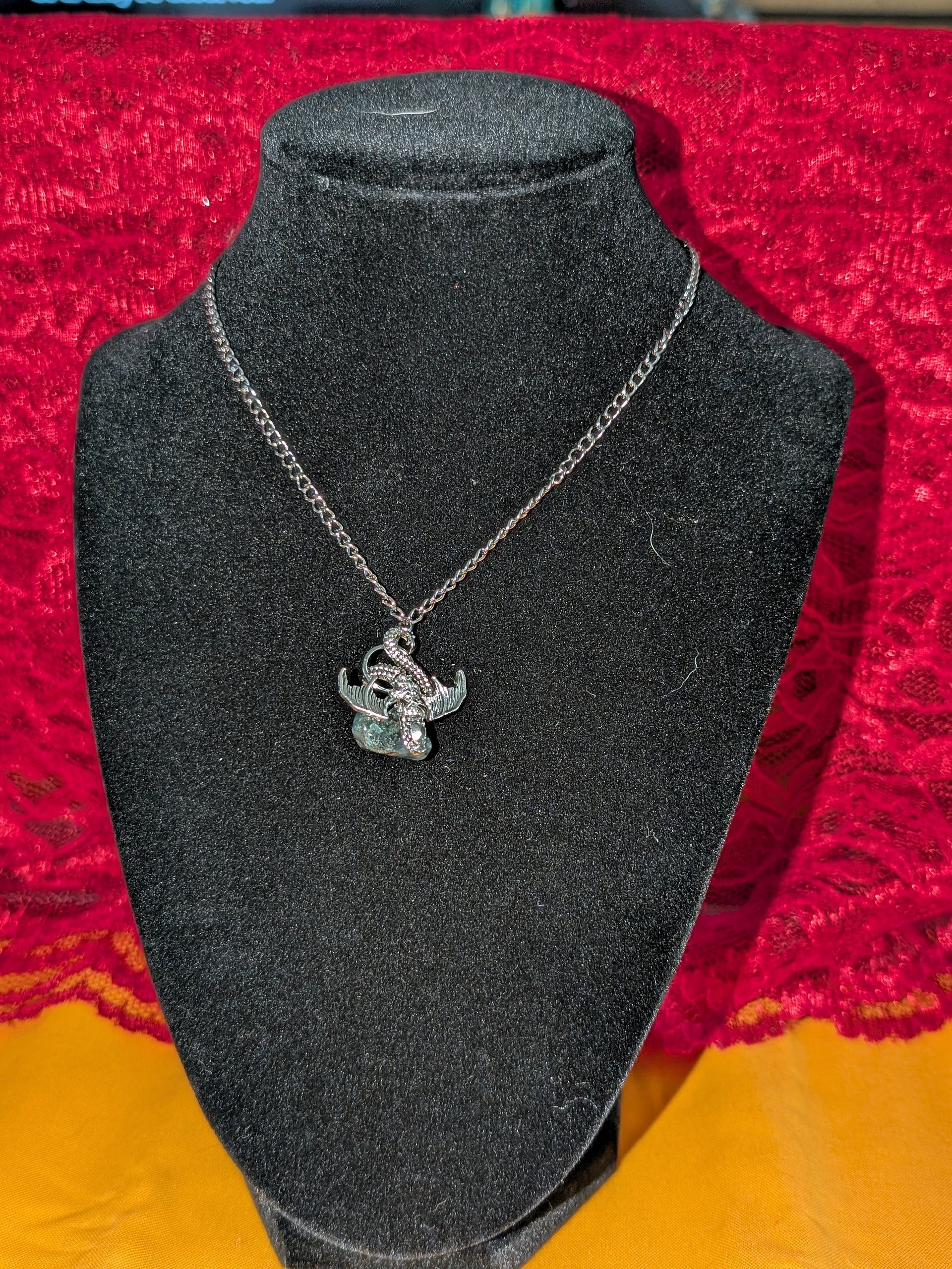 Dragon Holding Moss Agate Necklace! product image (2)