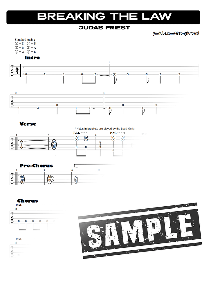 Breaking the Law PDF TAB + Backing Track MP3 product image (2)