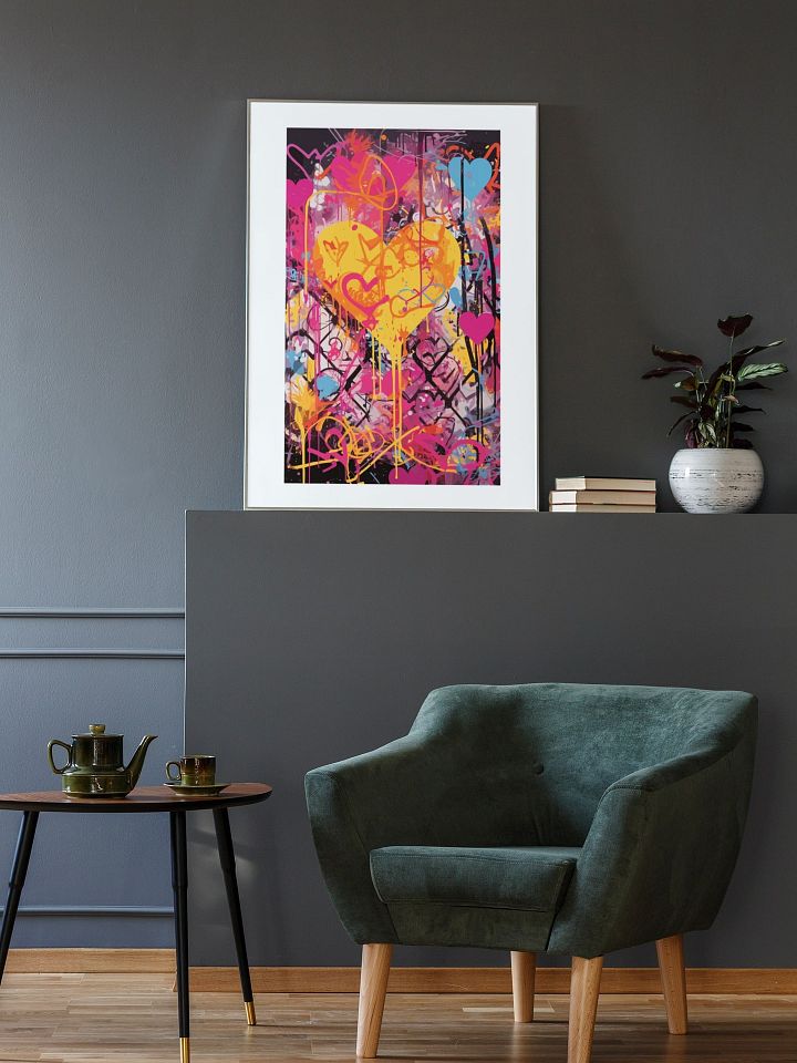 Vibrant Graffiti Heart Art Print, Multicolor Love Street Art Canvas, Urban Chic Home Decor, Expressive Dripping Heart Wall Hanging Piece product image (2)