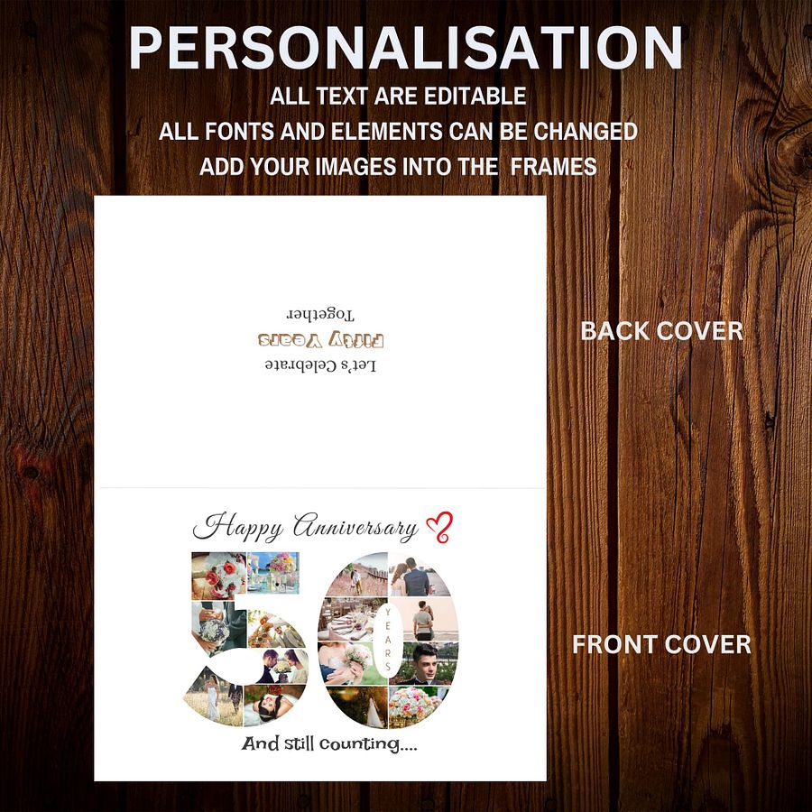50 Year Anniversary Photo Card Editable Canva Template product image (5)