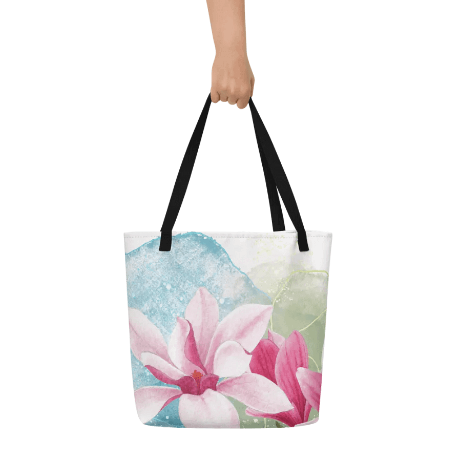 Big printed tote bag with beachy tropical vibe. product image (6)