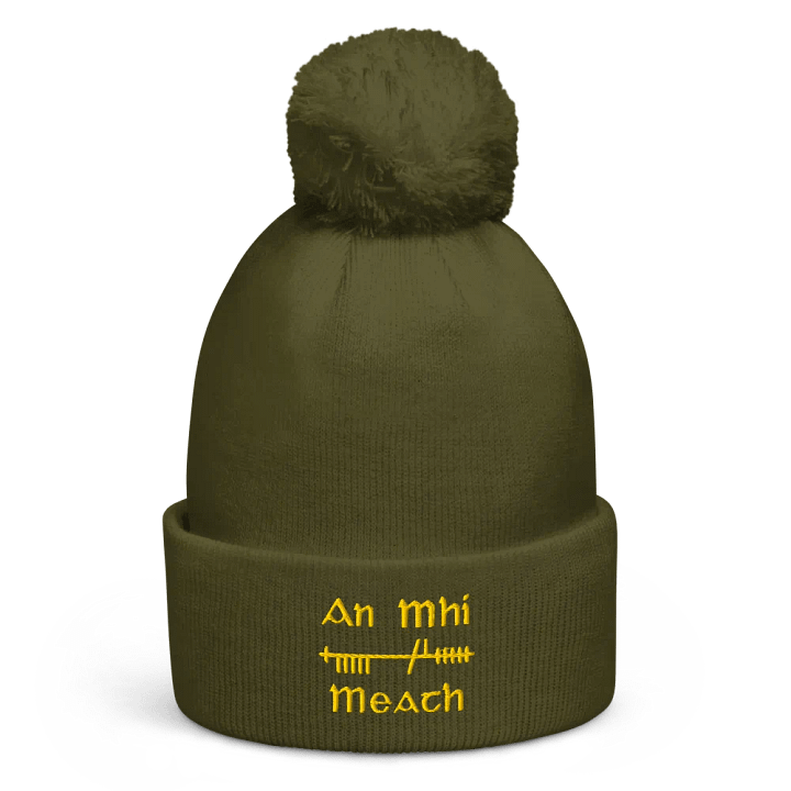 Meath/An MhÍ Orthodox Style Ogham, green with gold, embroidered Pom-Pom Beanie product image (1)