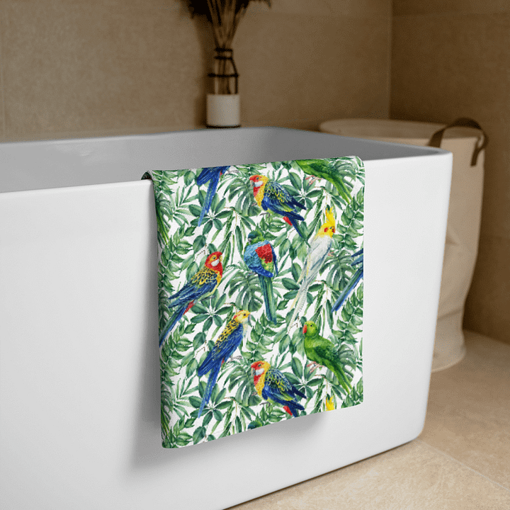 TROPICAL PARROT BODY TOWEL – 30"x60", COTTON TERRY BACK product image (2)