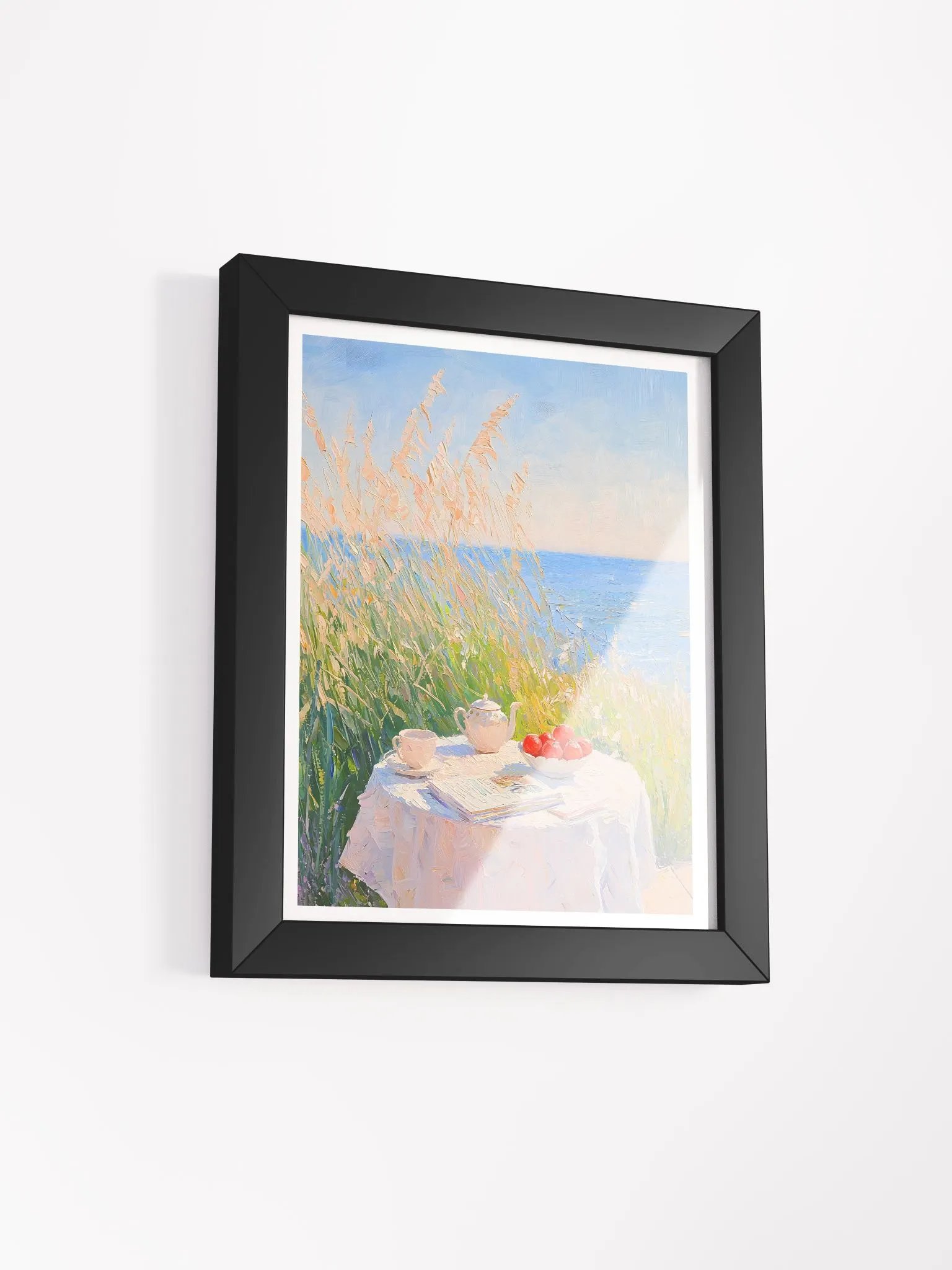 Serene Seaside Tea Time Framed Poster Art product image (2)