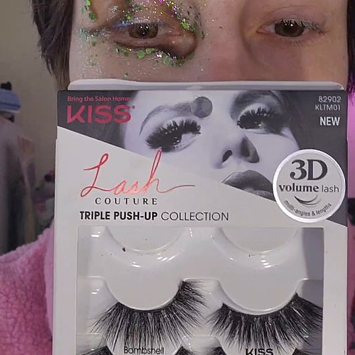 Let's do a fun glitter eye look. I recently went on a lash haul at CVS and got a few different kinds of @kissproducts Lashes ...
