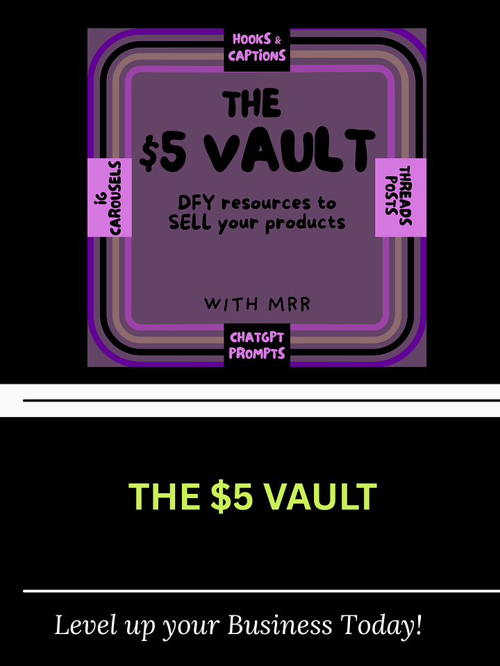 The $5 Vault: Plug, Post & Profit – No Overthinking Required!-Master Resell Rights(MRR) product image (1)
