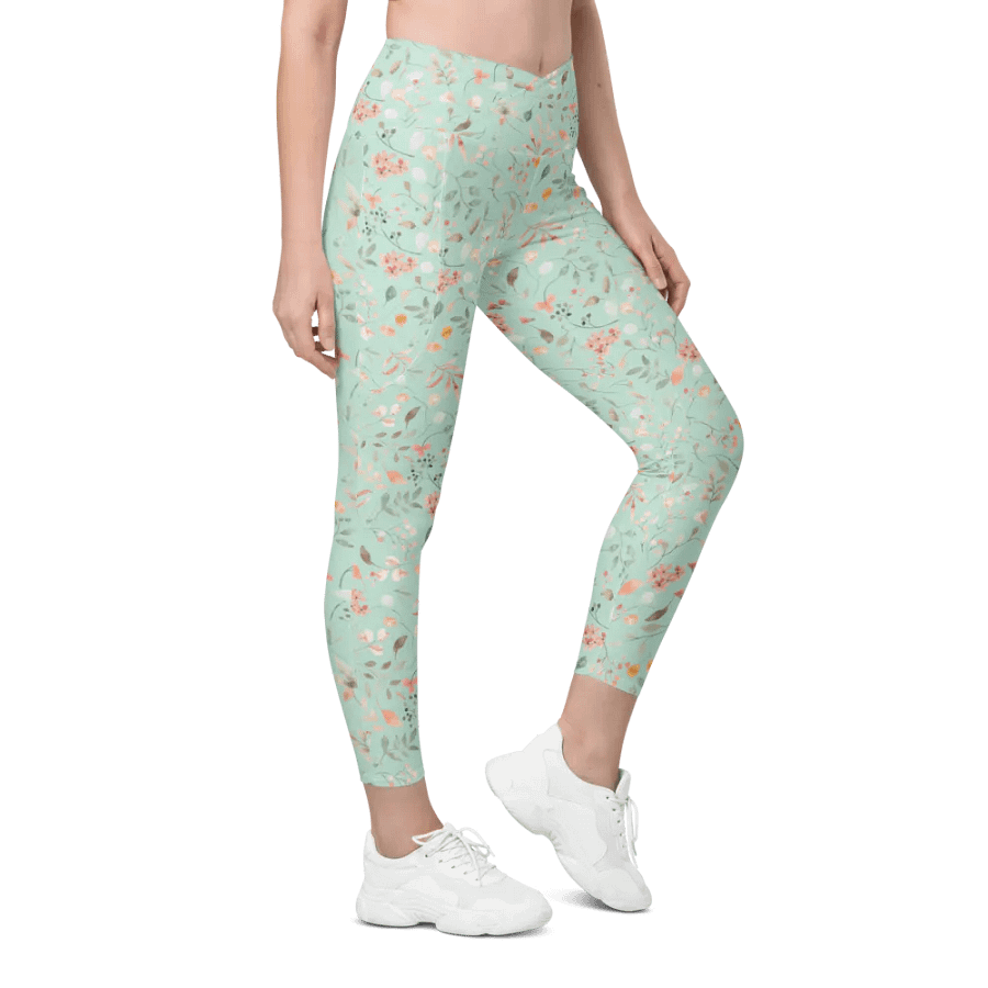 Floral Bliss Crossover Leggings with Pockets product image (5)