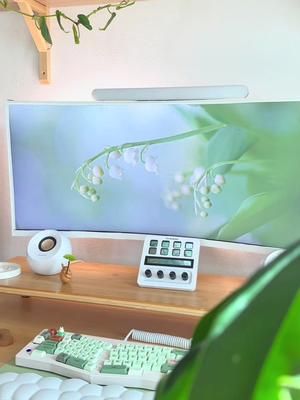 This is your sign to get an ultra wide monitor 🌿🍃 Hope I could help, xx  #ultrawide #monitor #tech #desksetup #game #plants #cozy 