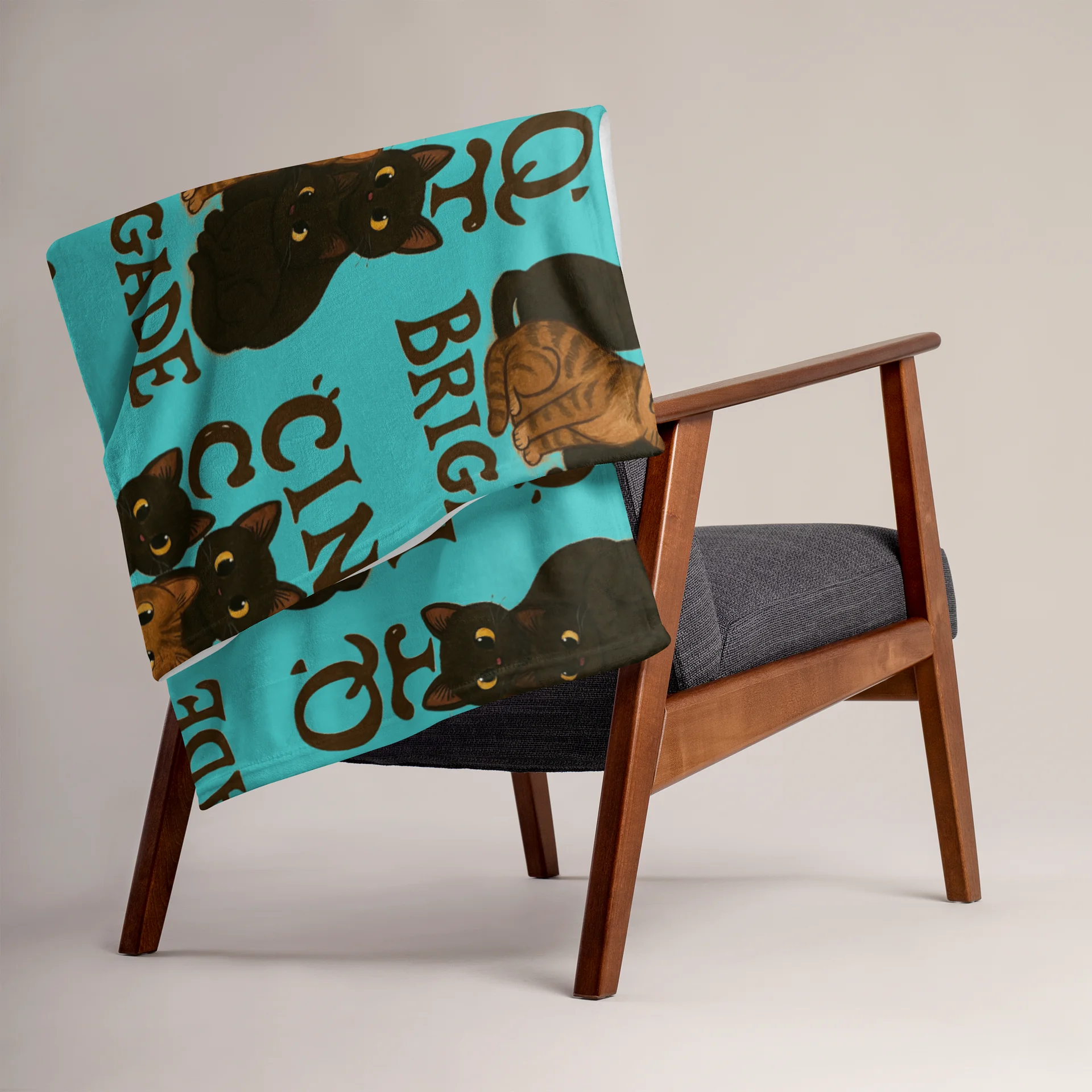 Blue Kitty Print Throw Blanket product image (6)