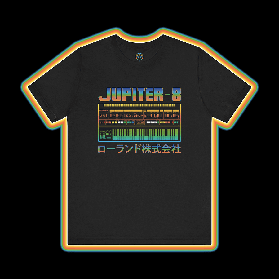 Jupiter 8 T-Shirt - Roland JP-8 (Vintage Analog Synthesizer) COLOUR PRINT A product image (1)