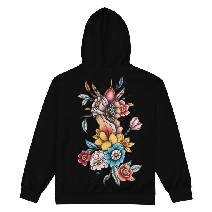 Ethereal Petals Unisex Black Zip Hoodie product image (1)