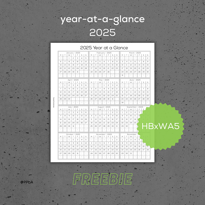 freebie - year at a glance - HBxWA5 - 2025 product image (1)