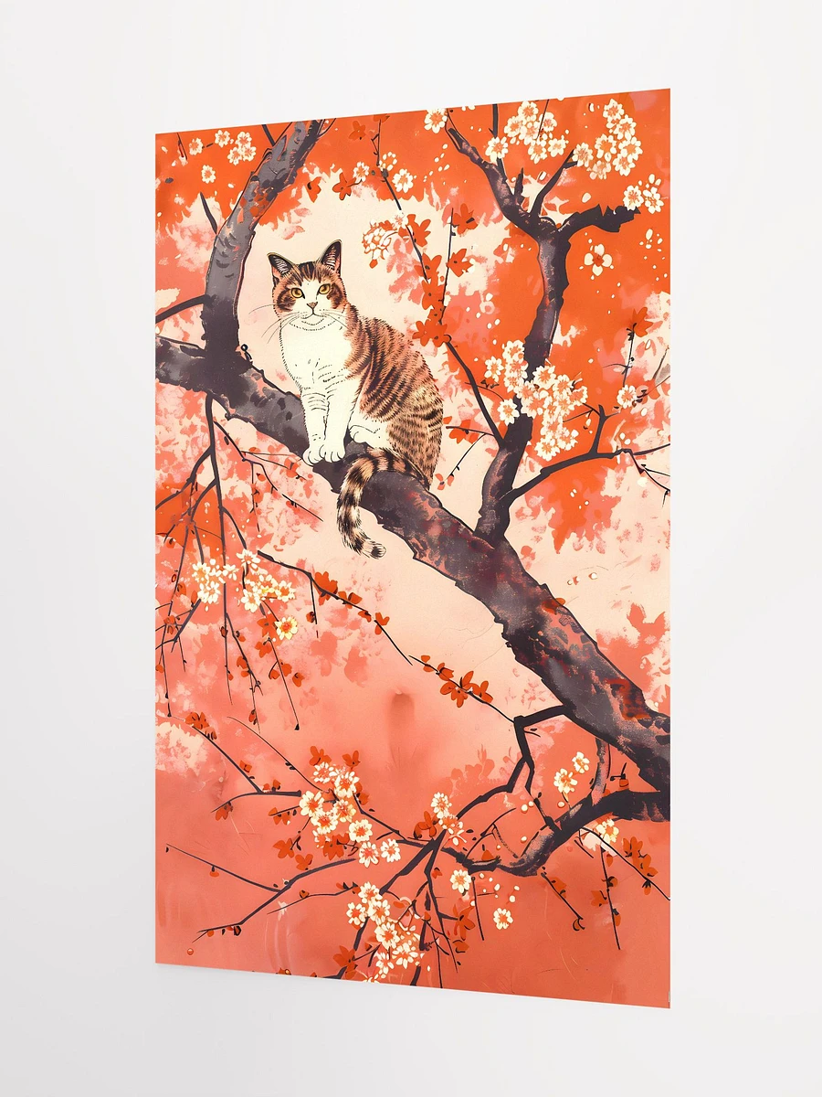 Tranquil Tabby Amidst Blossoms: Japanese-Inspired Cat Artwork Matte Poster product image (5)
