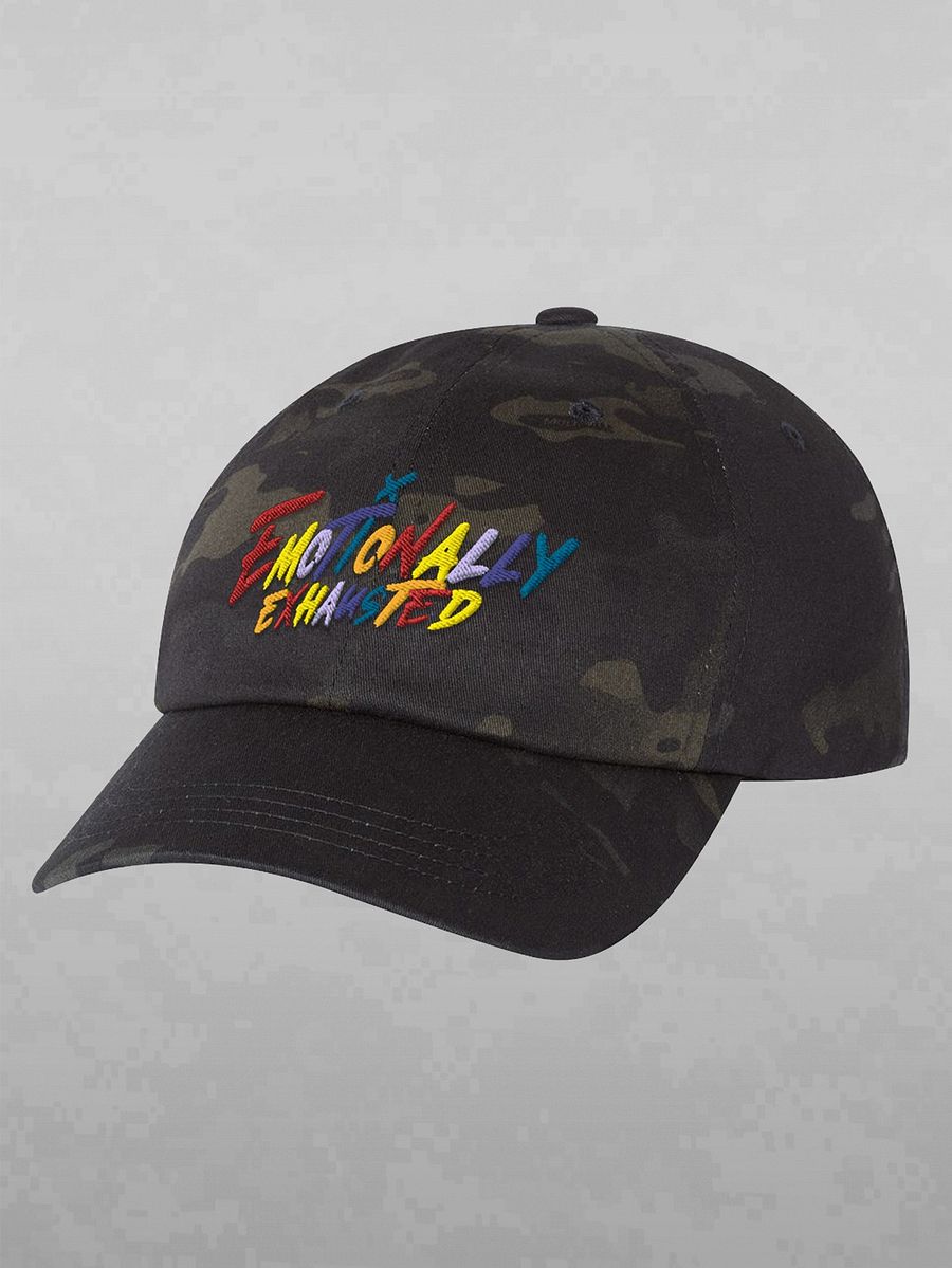 EMOTIONALLY EXHAUSTED DAD HAT - BLACK CAMO product image (2)