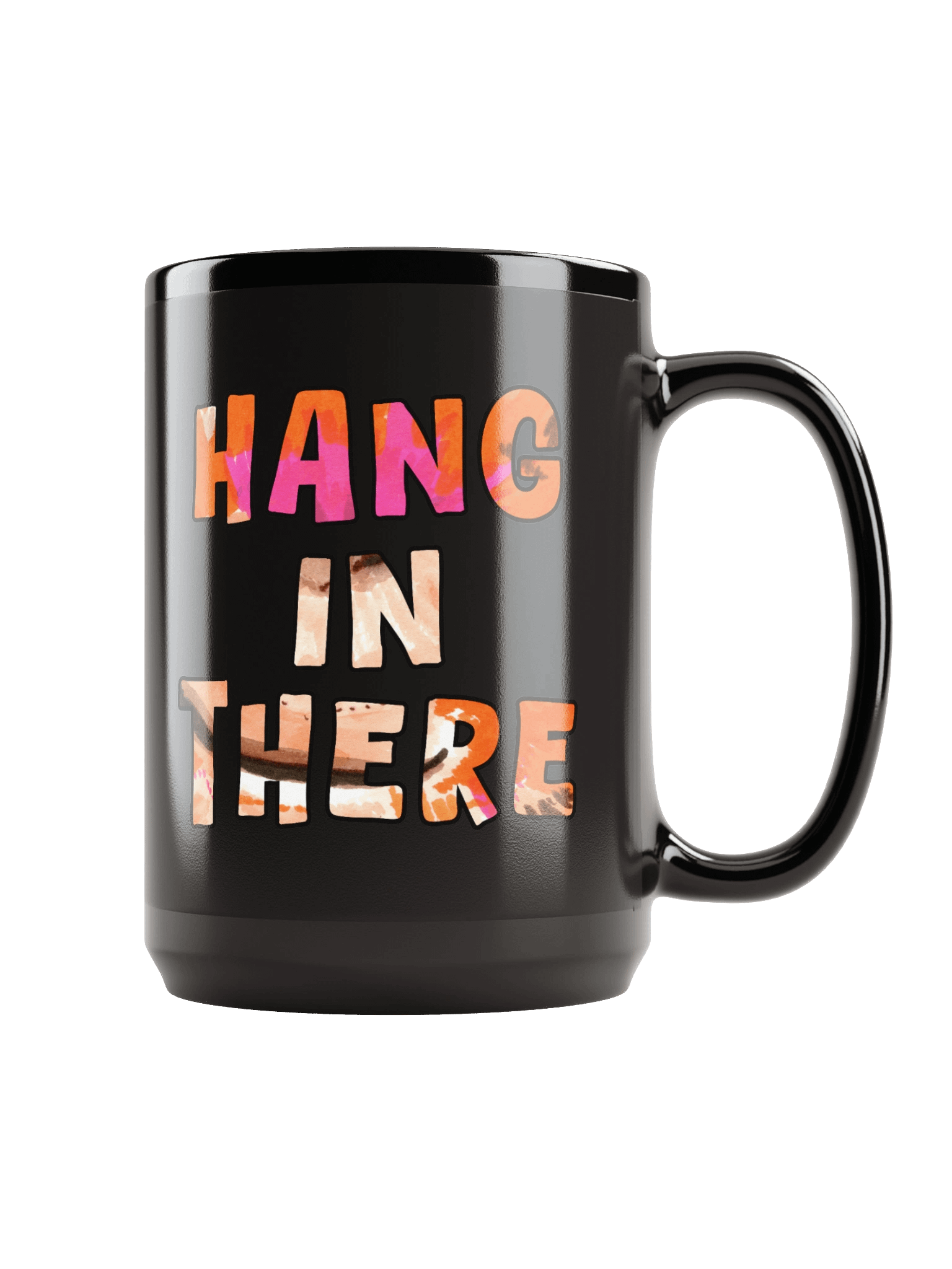 Orangutan Watercolour Black Mug (15oz) product image (1)