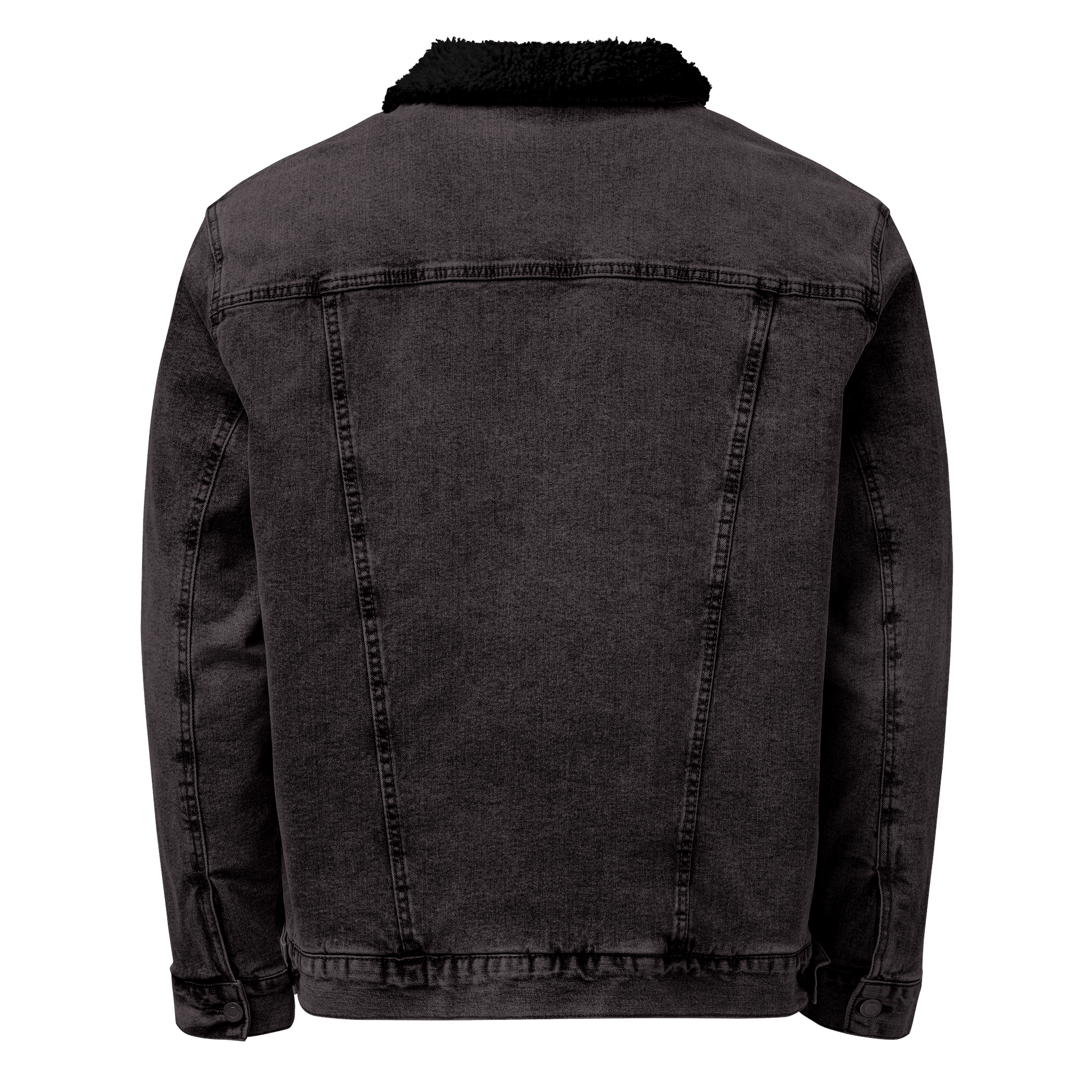 Eclipse Unisex Sherpa Denim Jacket - Black & Light Denim, Fiery Design, Heavyweight product image (2)