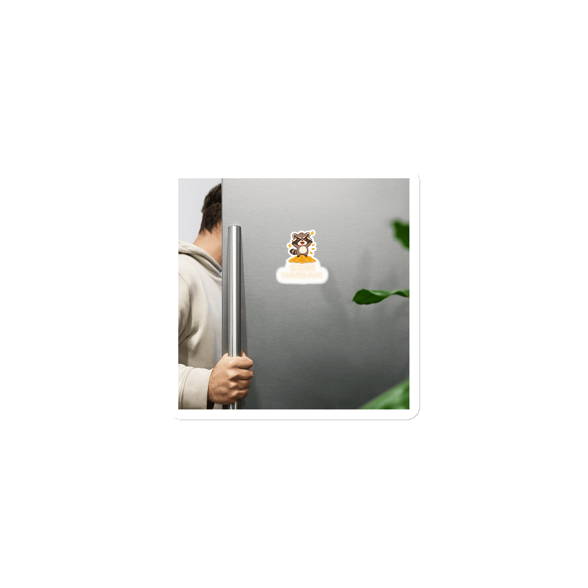 COIN HARDDAH Raccoon Die-Cut Magnet product image (1)