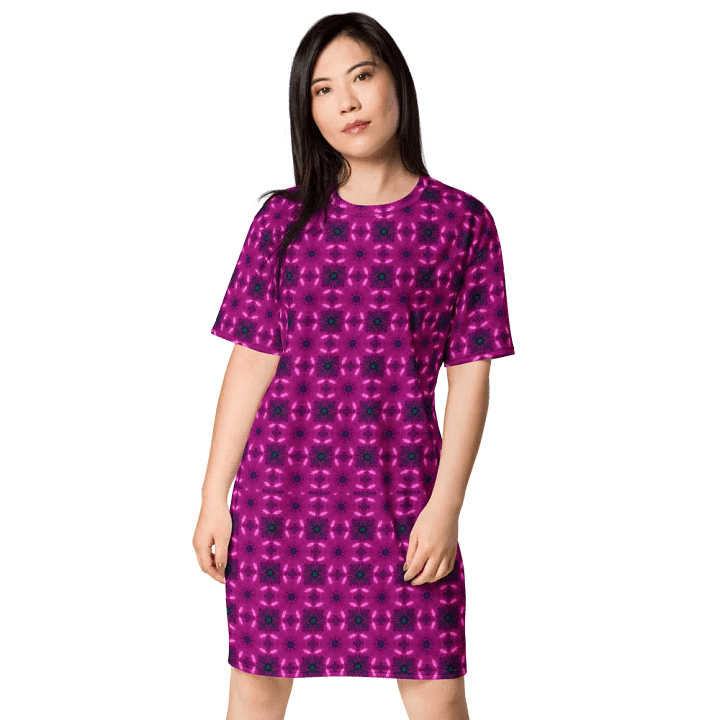 Abstract Shapes in Raspberry Ladies T Shirt Dress product image (2)