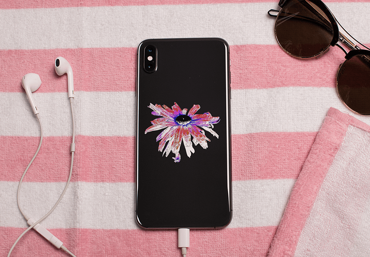 Abstract Red and White Distressed Daisy Flower Kiss Cut Sticker product image (1)