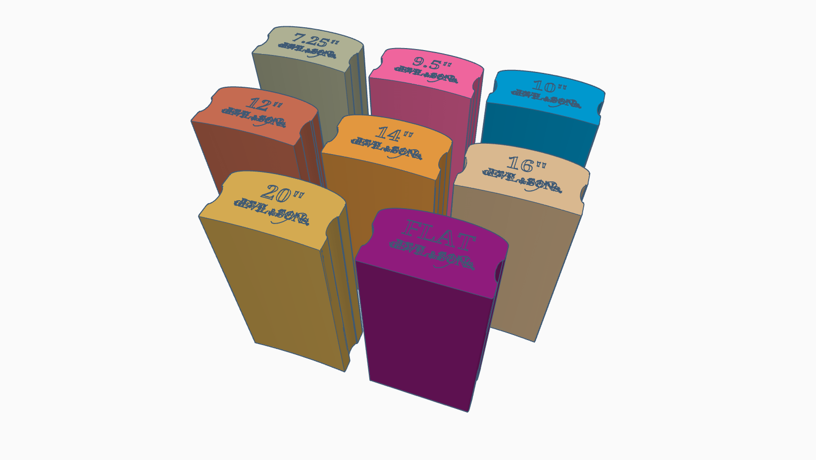 Set of eight 150mm long Radius Blocks (3D Print File) product image (1)