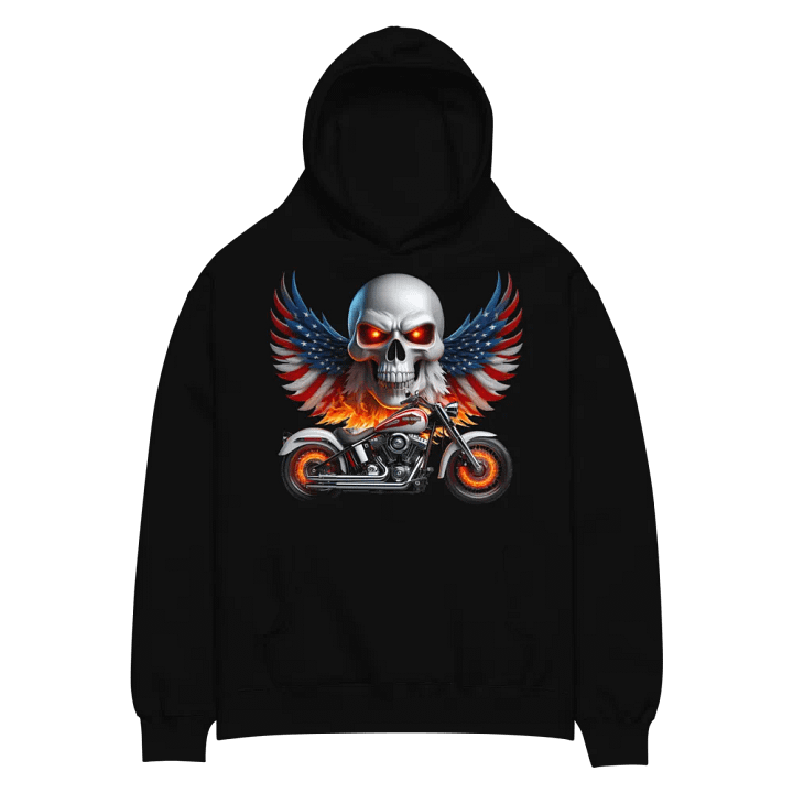 Winged Skull Motorcycle Oversized Hoodie #13 product image (2)