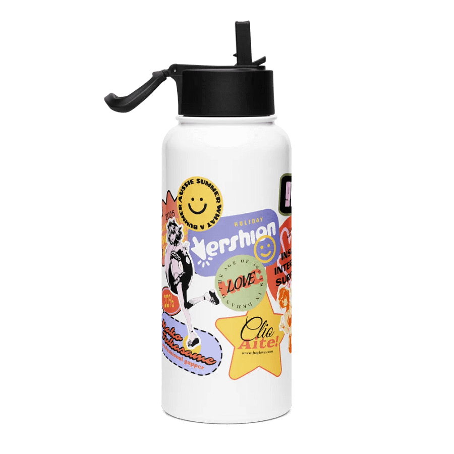 Stickerbomb Steel Waterbottle + straw product image (3)