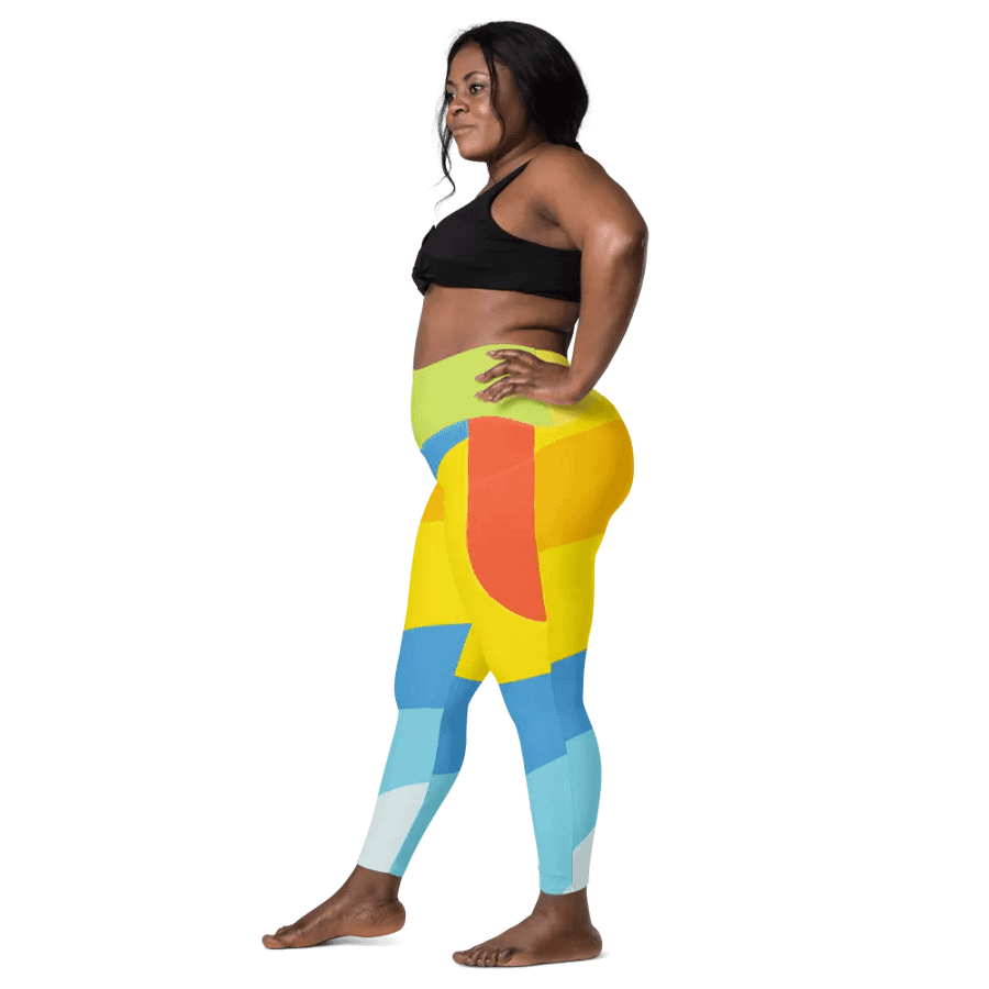 All-Over Yellow/Orange/Aqua Geometric Leggings product image (4)