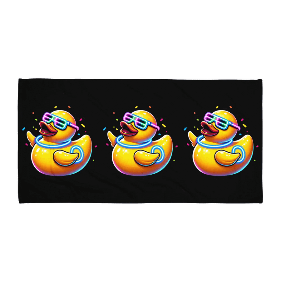 Neon Party Rubber Duck Black Towel product image (1)