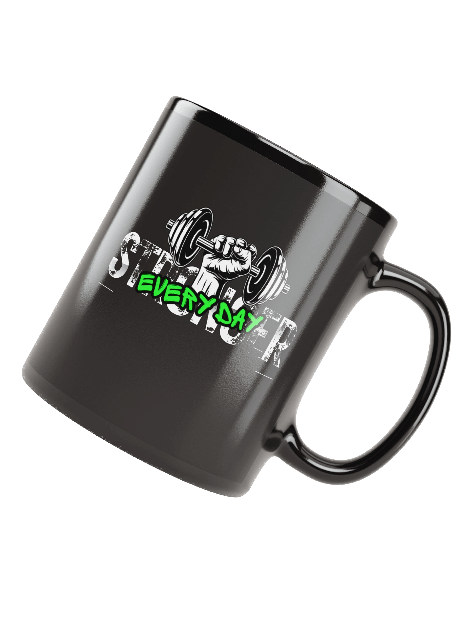 Stronger Every Day Gym Motivation Quote Black Coffee Mug product image (5)