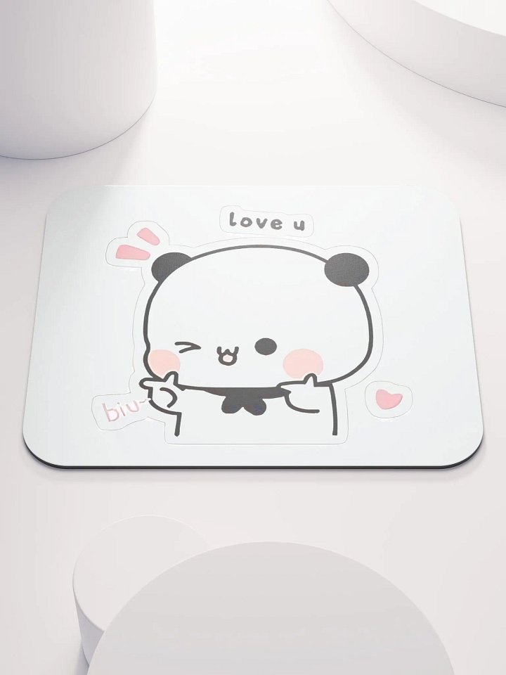"Cute Panda Love Sticker Mouse Pad – Adorable & Expressive Design" 🐼💖 product image (1)