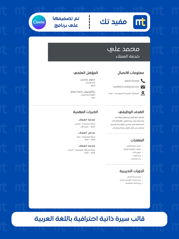 قالب سيرة ذاتية احترافية باللغة العربية product image (1)