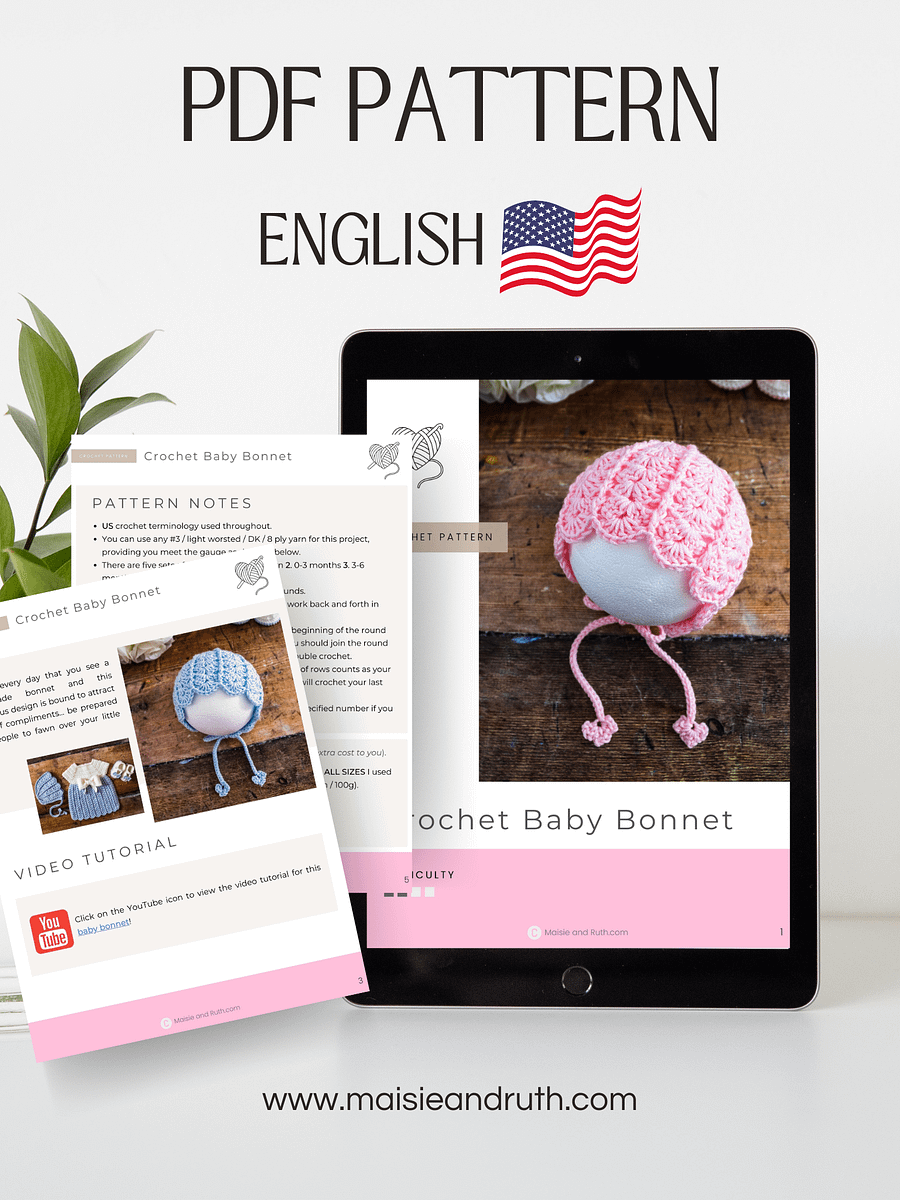 Crochet Pattern: Shell Baby Bonnet product image (2)