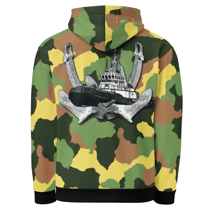 Green Camouflage Twin Anchor Marco tug Hoodie product image (1)