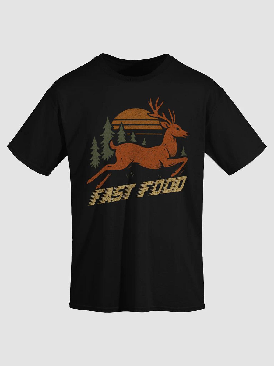 Fast Food T-Shirt – Funny Hunting Shirt with Leaping Deer product image (1)
