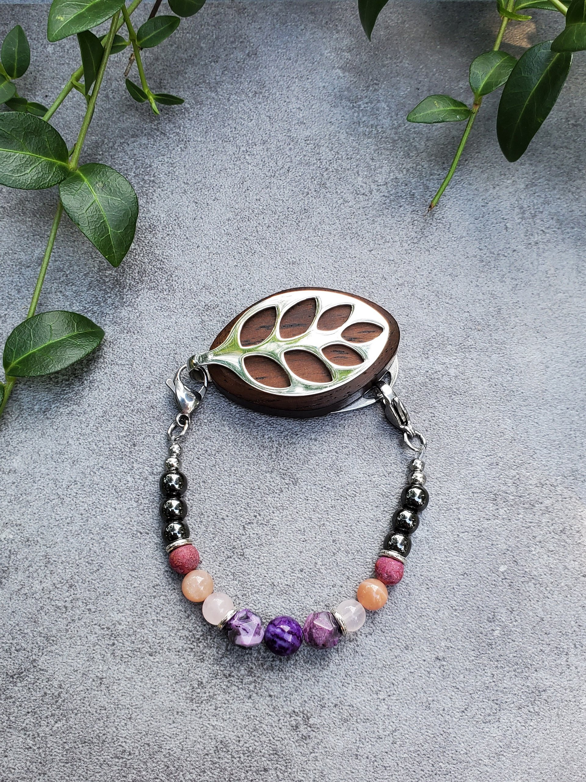 Divine Feminine Bracelet | Sugilite, Rose Quartz, Hematite | Handmade Accessory for Bellabeat Leaf Urban & Ivy product image (2)