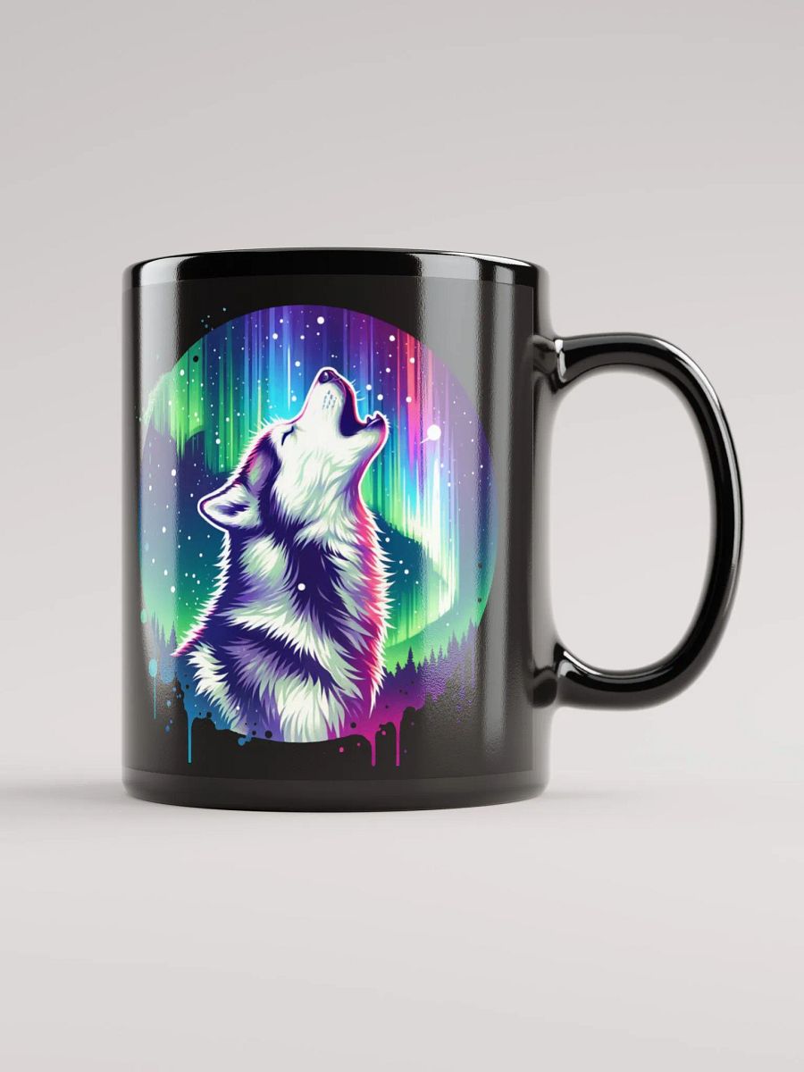 The Husky Aurora Howl Black Glossy Mug product image (1)