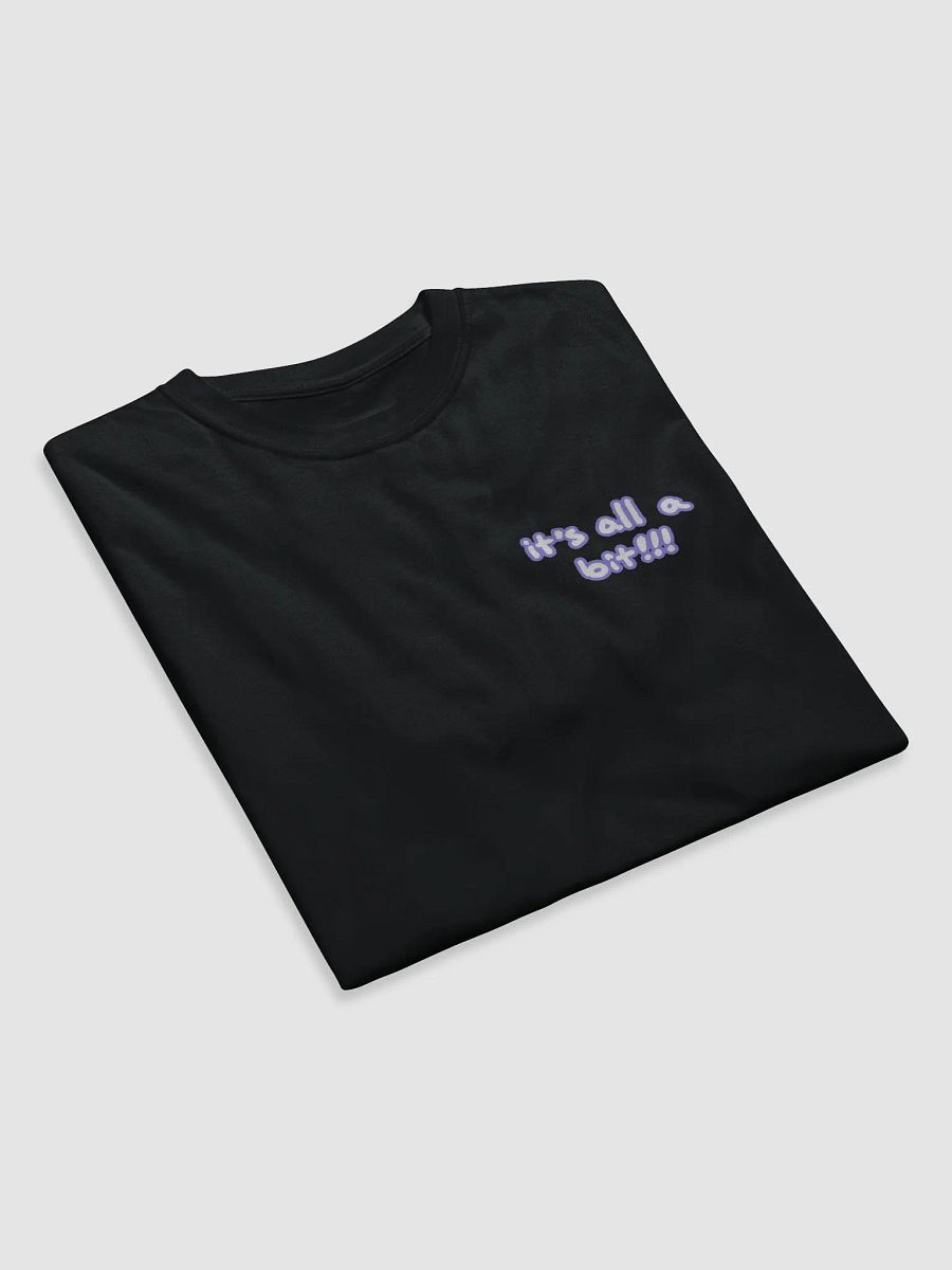 “It’s all a bit!!!” (sm. lined design, #9081ED) unisex eco tee product image (7)