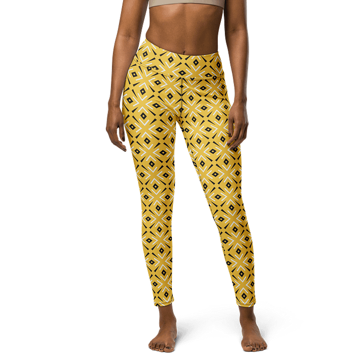 Lemon Lattice Geometric Print Yoga Leggings product image (1)