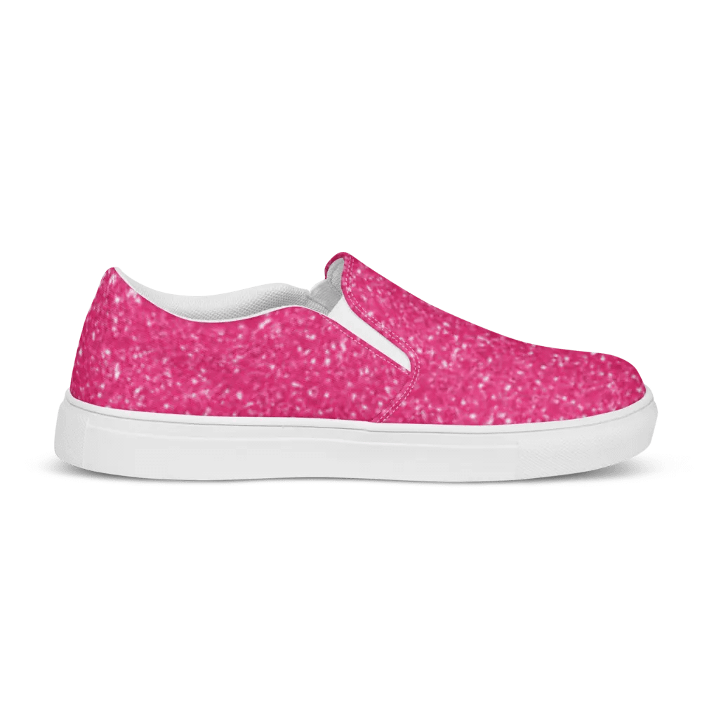 Sparkling Pink Glitter Women's Slip-On Shoes product image (10)