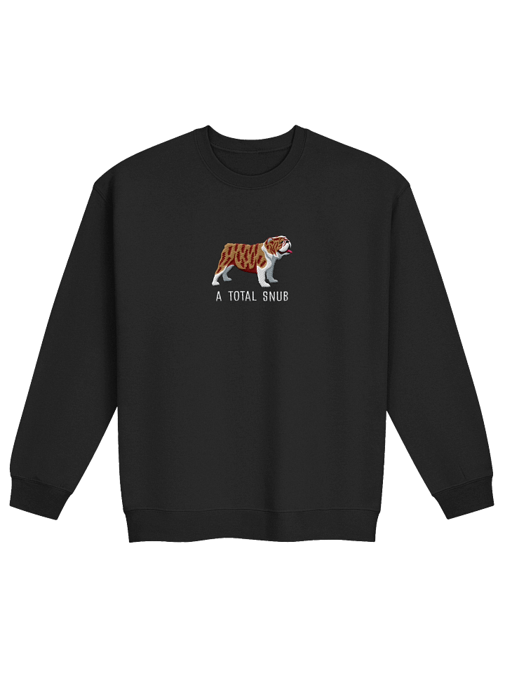 A Total Snub Sweatshirt (Embroidered) of an English Bulldog(Brindle & White) product image (2)